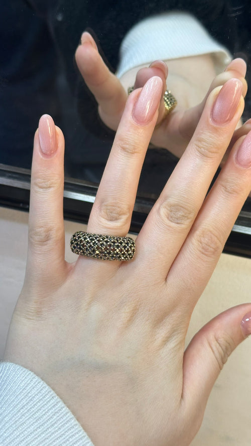 Bague élégante à pierres noir en acier inoxydable