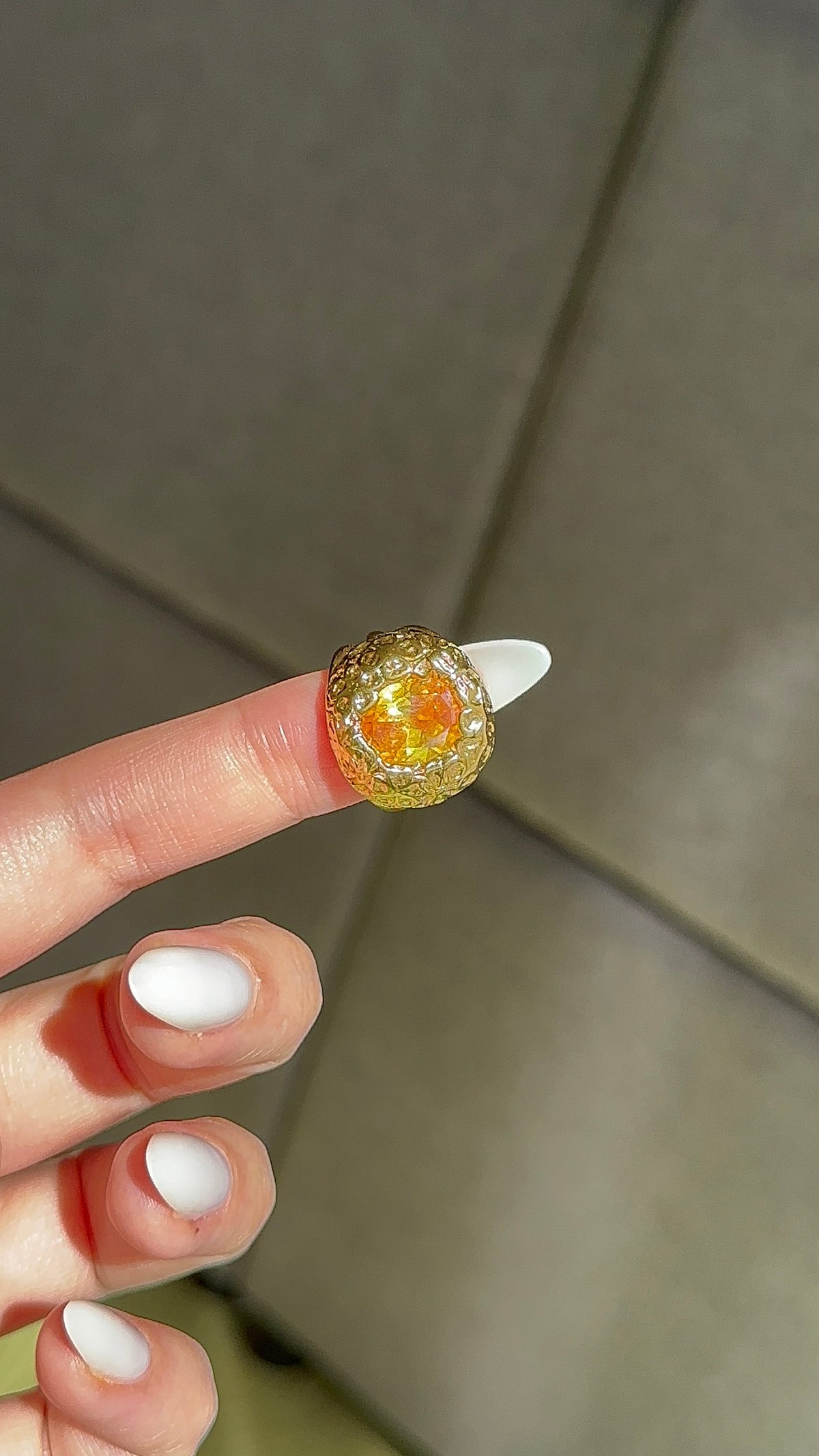 Bague zircon jaune – Effet copie or