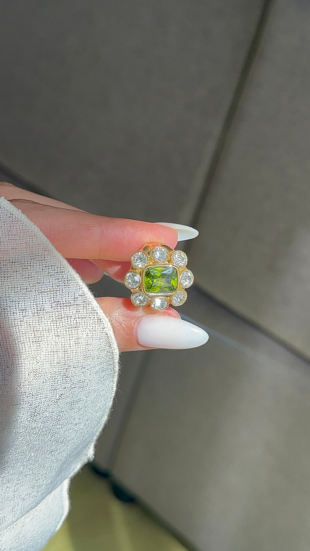 Bague zircon verte
