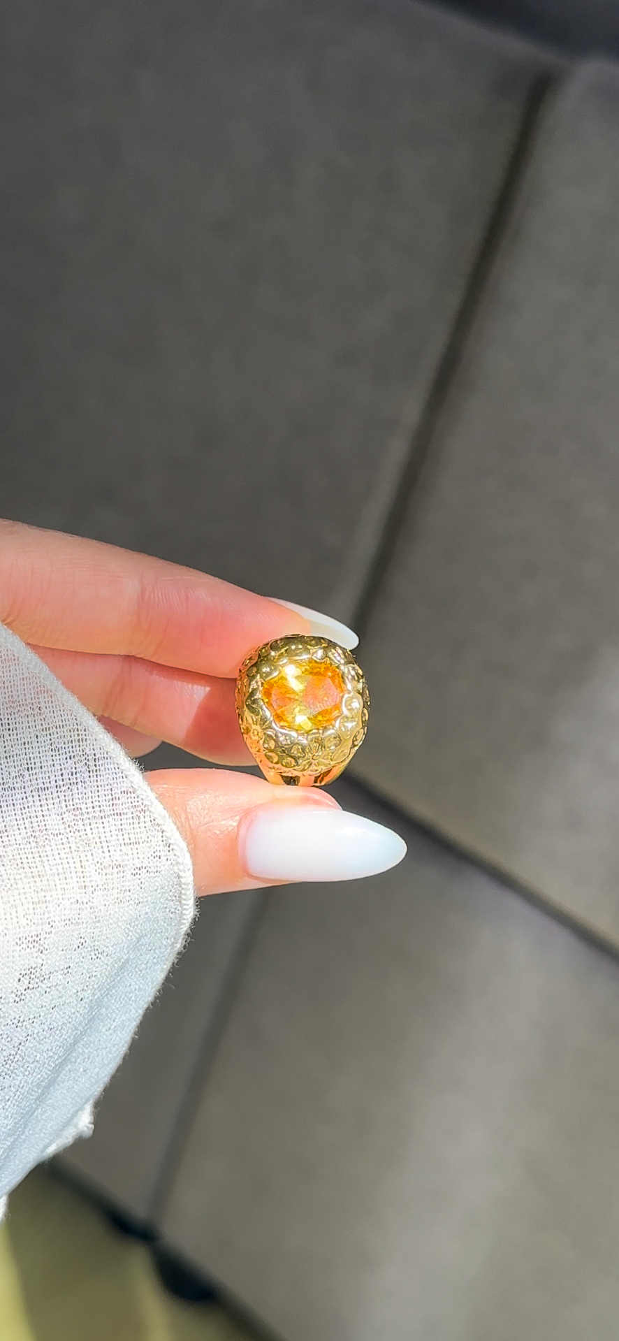 Bague zircon jaune – Effet copie or